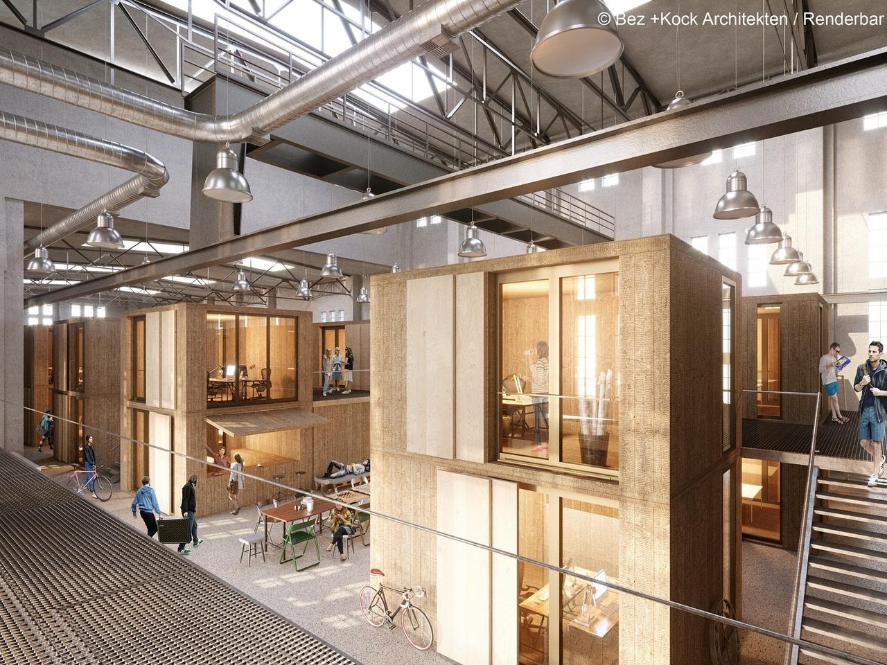 Jutierhalle München: 46 Künstlerateliers aus Holzmodulen, teilschlüsselfertig in einer denkmalgeschützten Halle im Kreativquartier. 1.200 m² Kreativraum.
